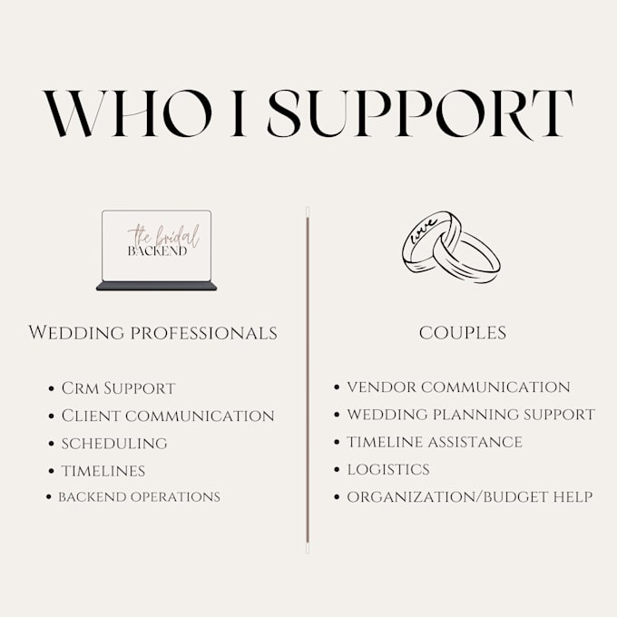 provide luxury backend support for wedding professionals