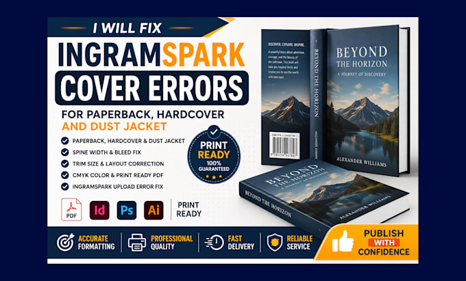 fix ingram spark cover errors for paperback hardcover and dust jacket