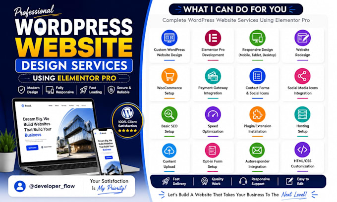 design a responsive wordpress website using elementor pro
