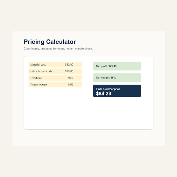 build a custom google sheets pricing calculator