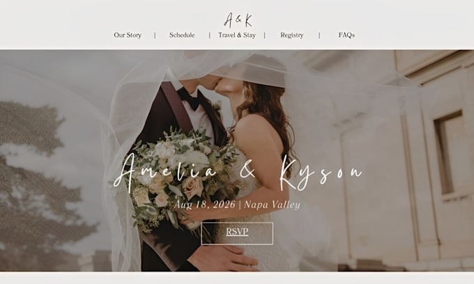 design squarespace weeding photography website, weeding rsvp invitation website