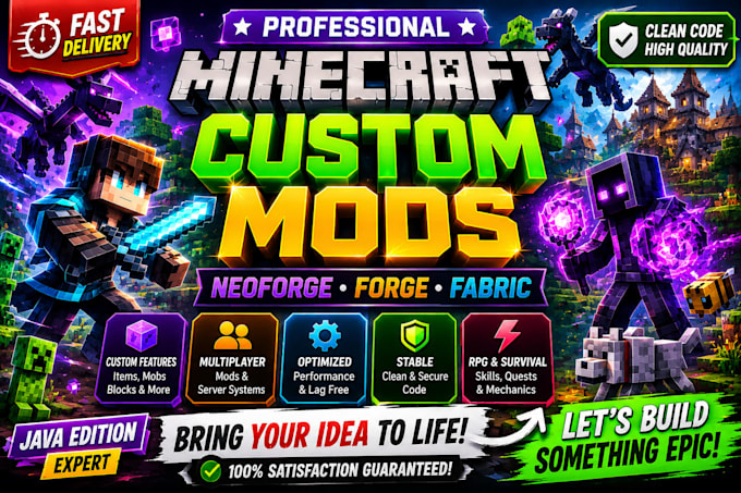 create custom minecraft neoforge forge and fabric mods