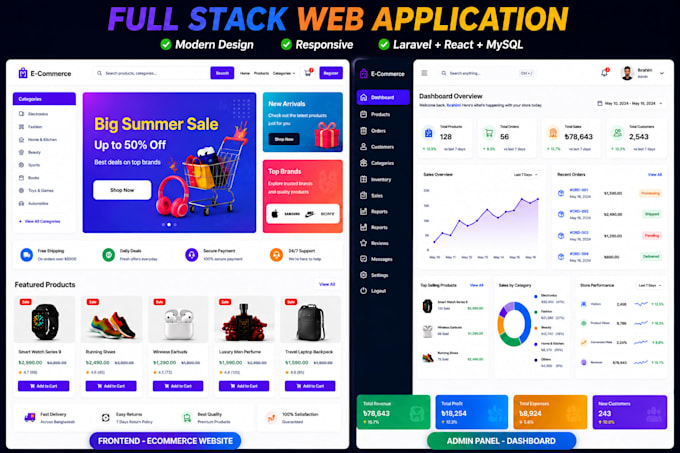 develop laravel PHP web application and rest API