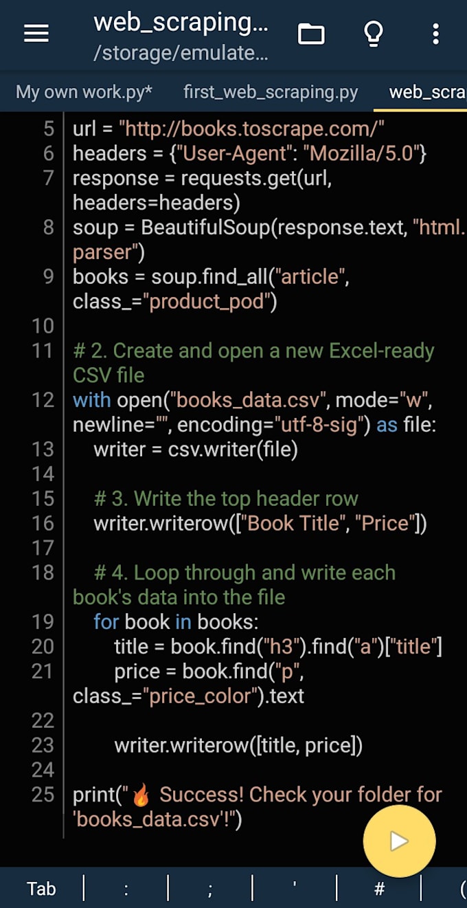 do python web scraping and data extraction into excel