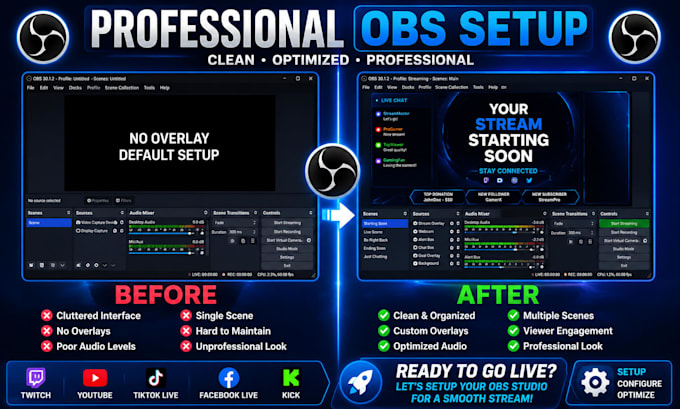 set up obs studio for professional live streaming or recording