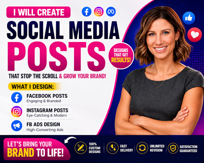 create social media posts, facebook posts, instagram posts, and fb ads design