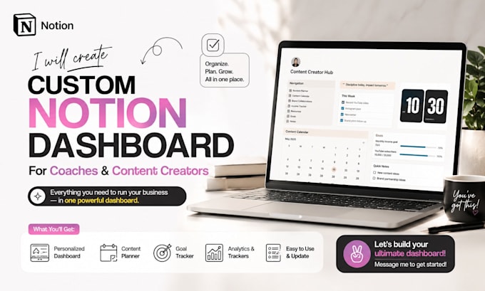 create custom notion dashboard for coaches and content creators