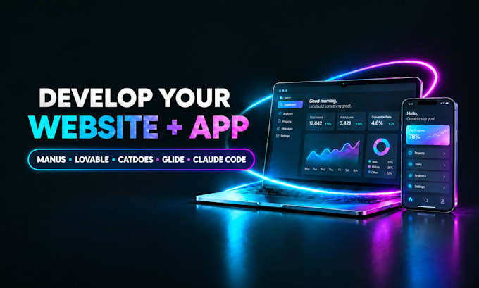 help develop website and app using manus lovable catdoes glide and claude code