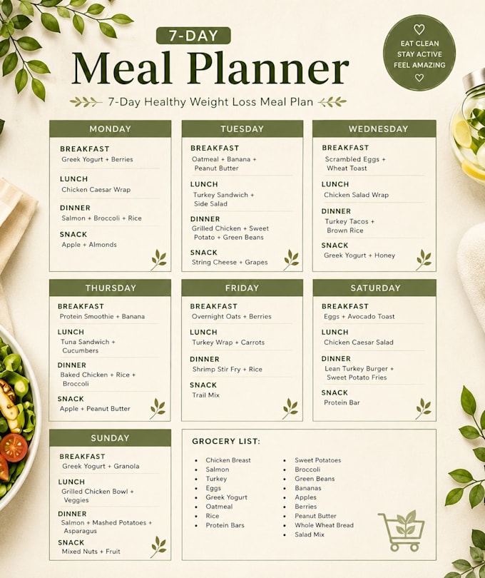 create a custom healthy weight loss meal planner