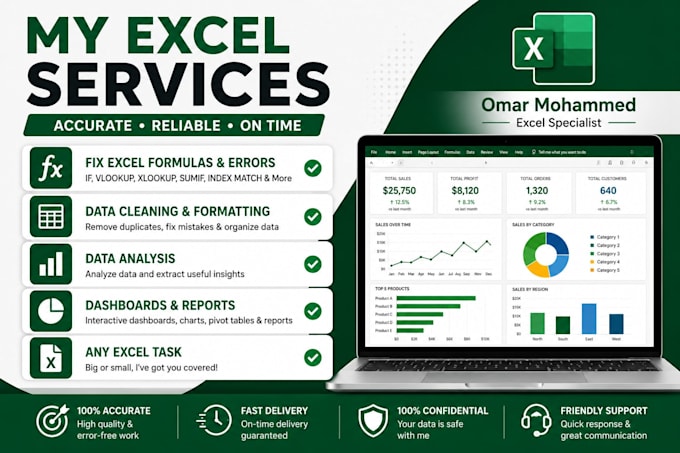 fix excel formulas, dashboards, and data issues