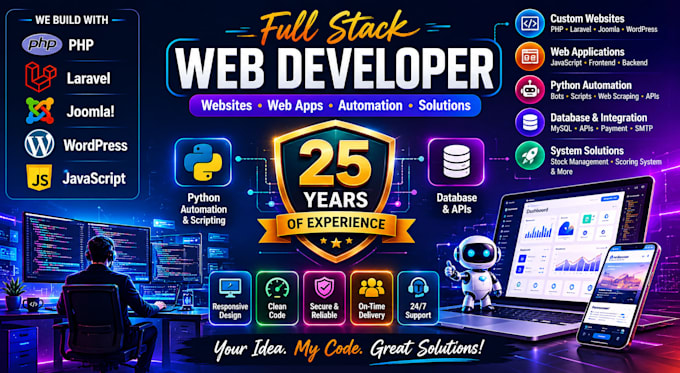 develop PHP, laravel, joomla, wordpress, and javascript websites