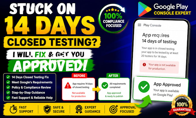 google play 14 days closed testing requirement and get your app approved