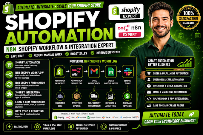 build shopify automation, n8n shopify workflow and shopify integration