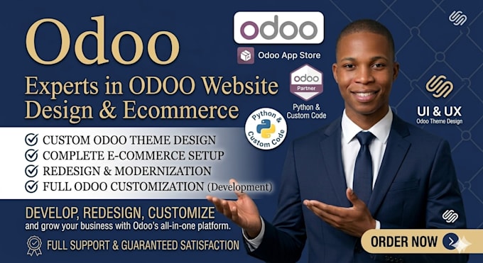 develop, design, redesign, and customize your odoo website design