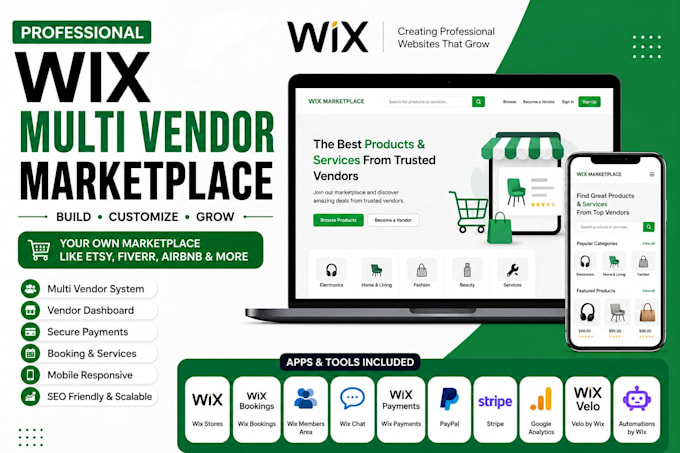 build a professional wix multi vendor marketplace website