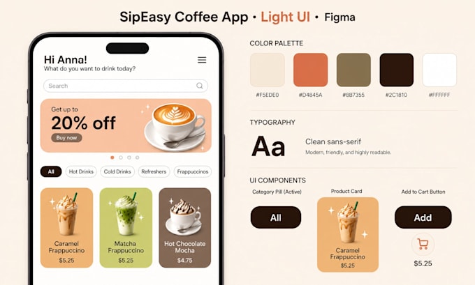 design a figma UI for your food ordering or ecommerce mobile app