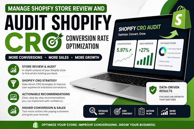 manage shopify store review and audit shopify cro conversion rate optimization