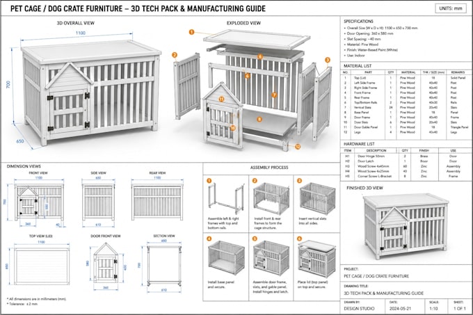 create 3d product design for pet accessories, pet feeder, pet cage design