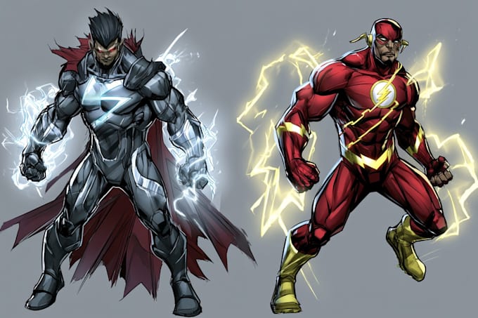 illustrate a superhero comic and marvel character