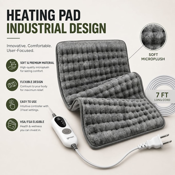 design realistic 3d heating pad product industrial design