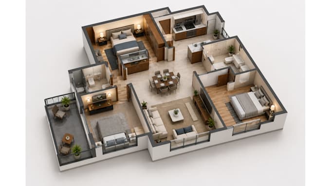 create modern 3d floor plan designs and visualizations using sketchup