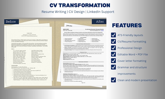 professionally format and improve your CV or resume