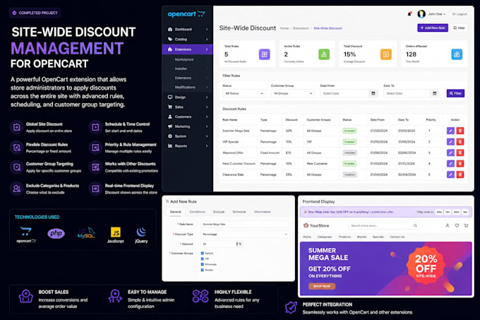 develop custom opencart modules and extensions