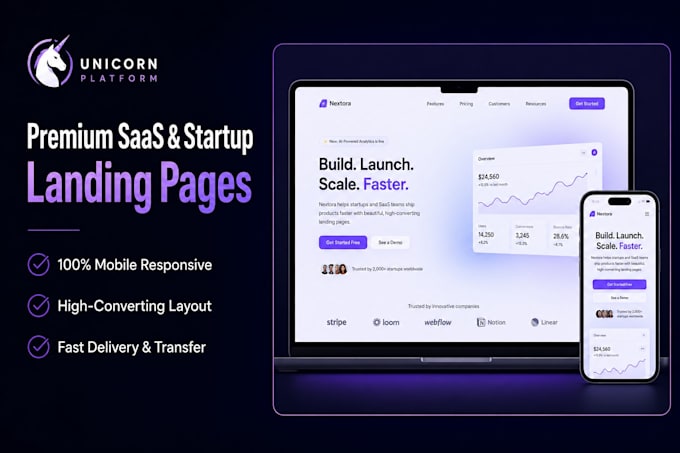 create a stunning mobile app landing page in unicorn platform