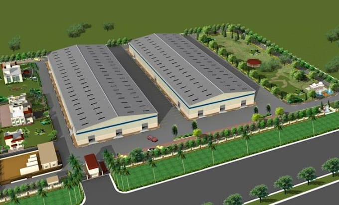 create accurate 3d warehouse, factory and industrial space model