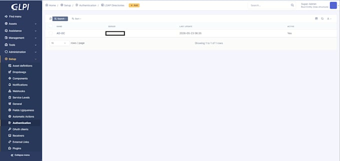 setup glpi helpdesk, asset management and active directory