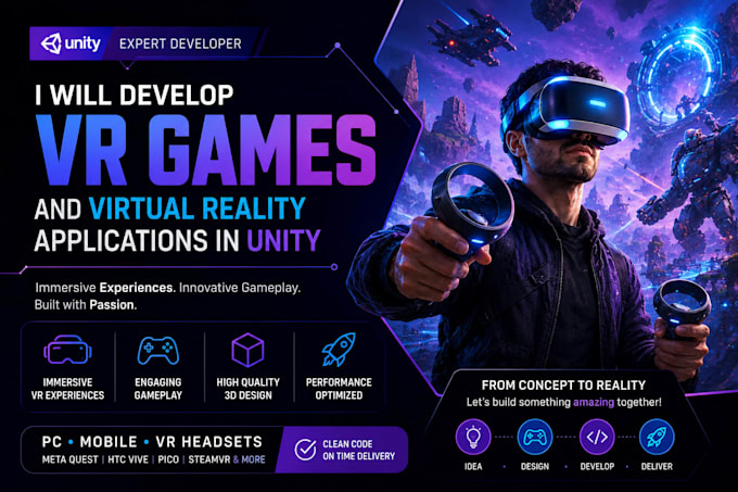 develop and design VR games and virtual reality applications in unity