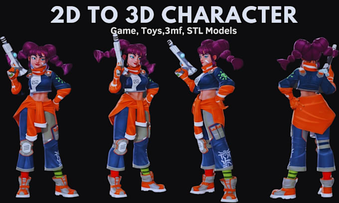convert 2d image to 3d character model printable stl 3mf file