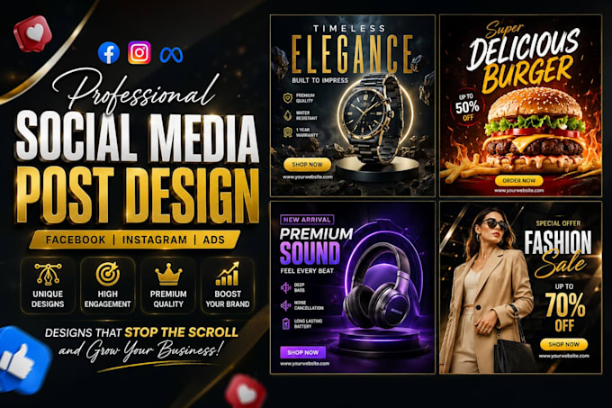 design social media post design for instagram posts and ads