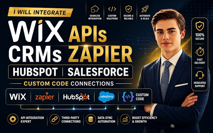 integrate wix API crm zapier hubspot salesfore custom code connection