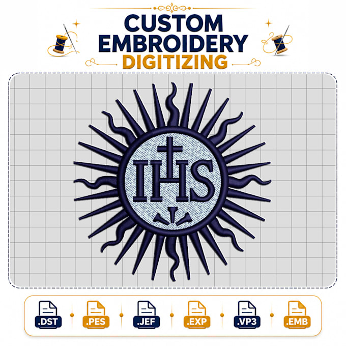 fast turnaround embroidery digitizing emb, dst, digitize logo image
