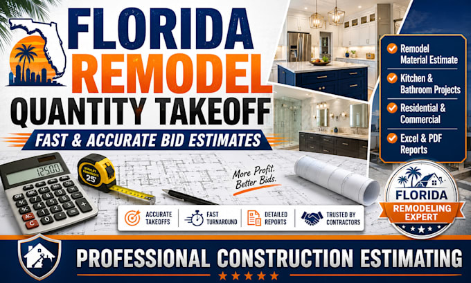 provide florida quantity takeoff for remodel projects