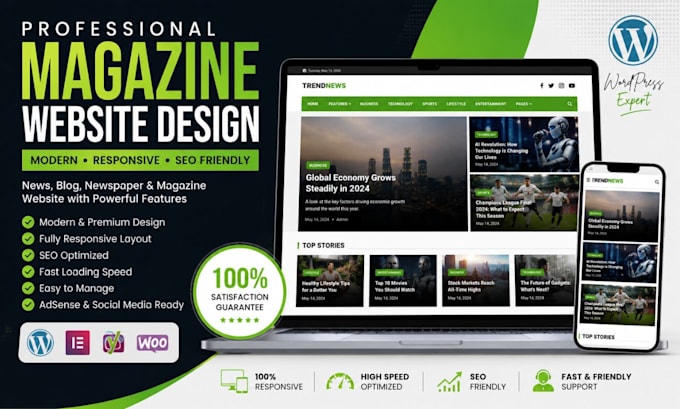 develop professional wordpress magazine news blog website