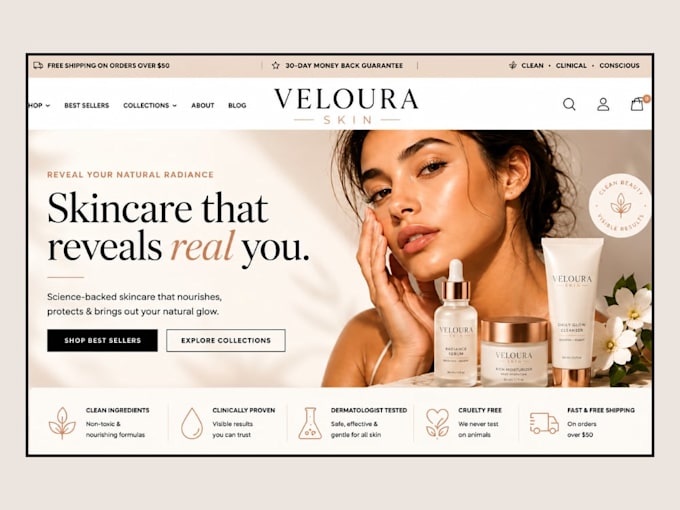 design skincare shopify store beauty store spa website cosmetis skincare website