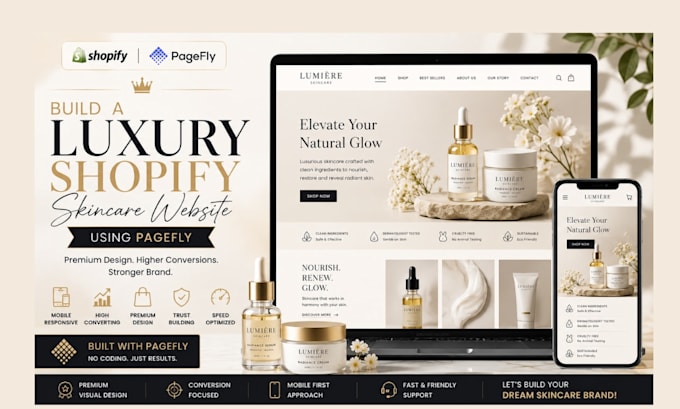 design a premium beauty shopify website with pagefly