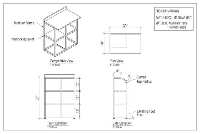 draft custom millwork and casework cad shop drawing for cabinet fabrication