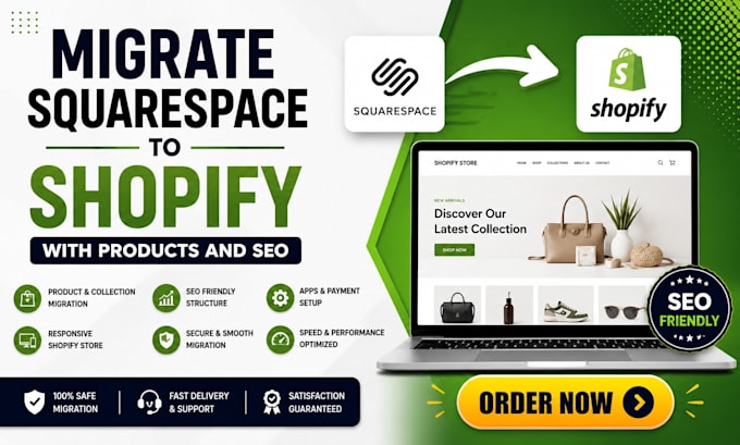 squarespace to shopify migration with products SEO and full setup