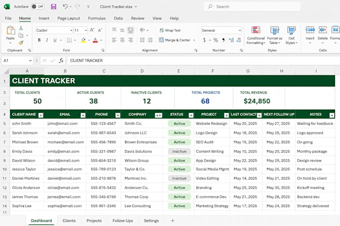 build a custom CRM and client tracker in google sheets