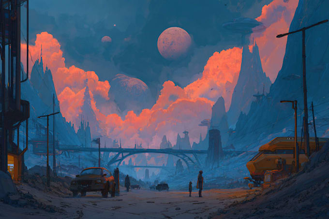 create professional futuristic sci fi artwork and design