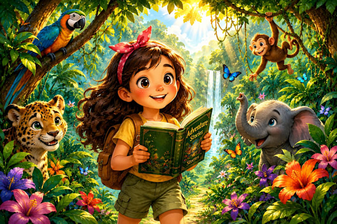 illustrate cute watercolor childrens book characters