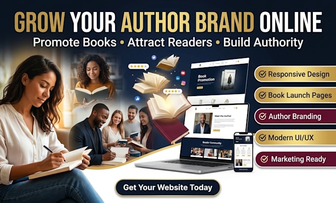 professional author website book showcase website responsive book launch website