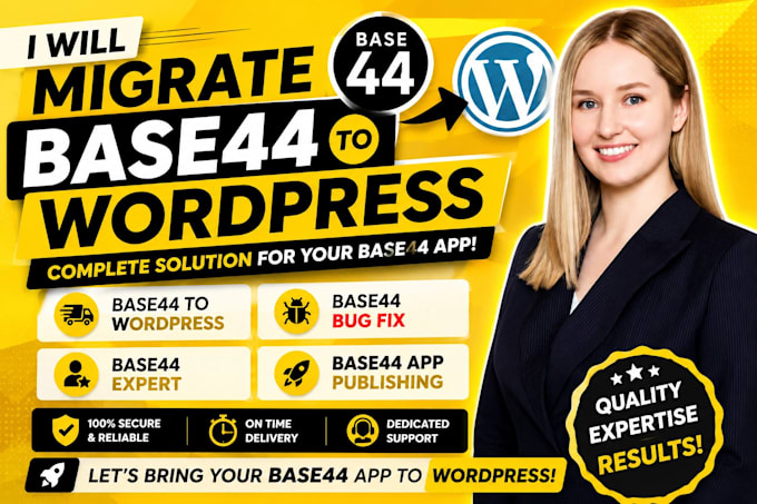 migrate base44 to wordpress base44 bug fix base44 expert base44 app publishing