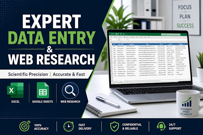 do fast accurate data entry and web research