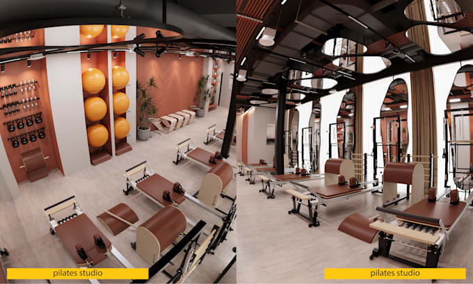 design luxury gym and pilates studio interior