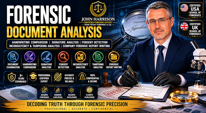 do forensic document analysis, handwriting comparison, forged signature, report