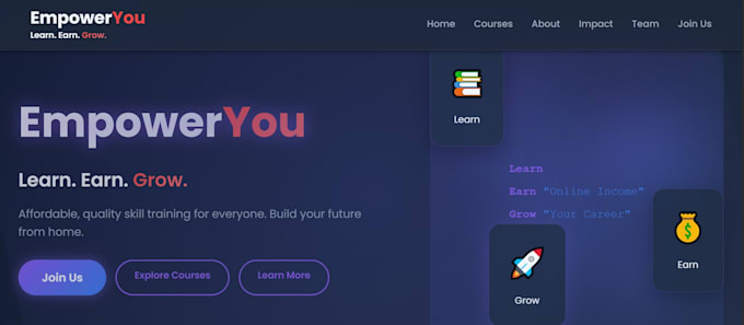 build a modern react frontend website or dashboard